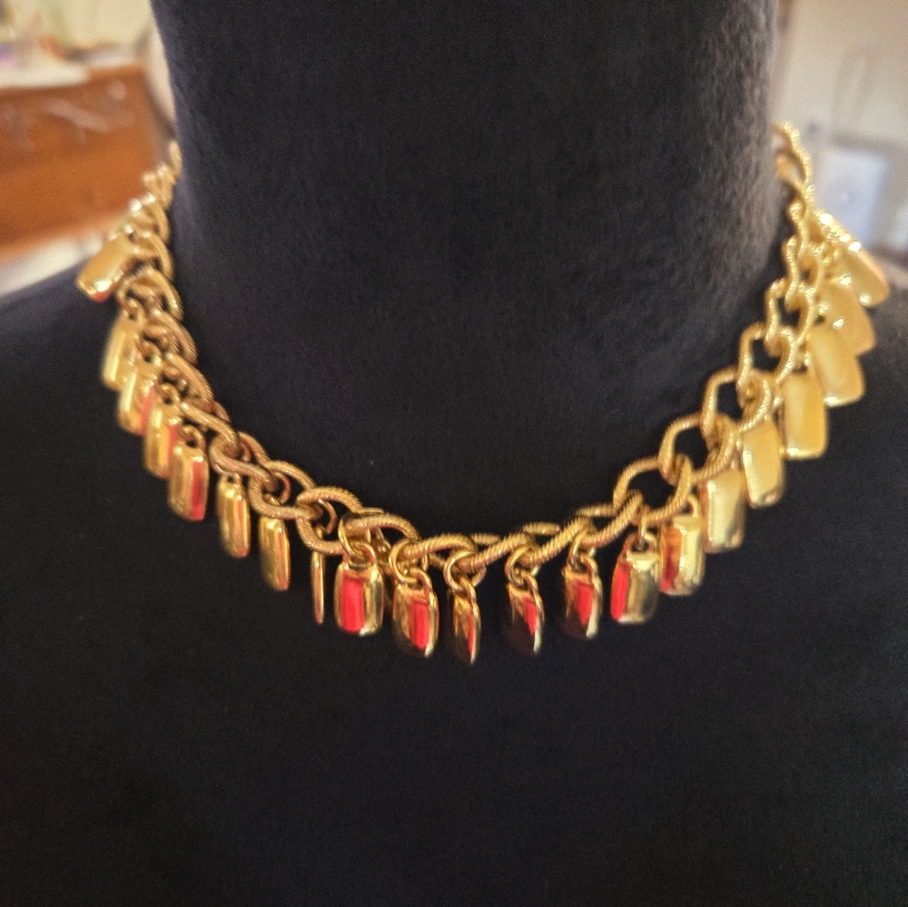 Vintage MONET Gold Tone CHA CHA Choker Necklace 16" Max